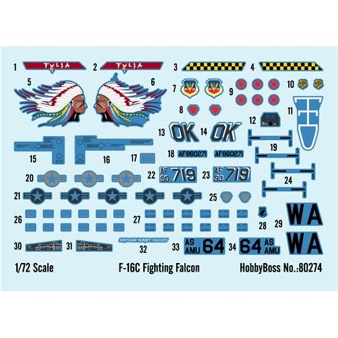 Hobbyboss 80274 1/72 Ölçek, F-16C Fighting Falcon, Savaş Uçağı Plastik Model Kiti