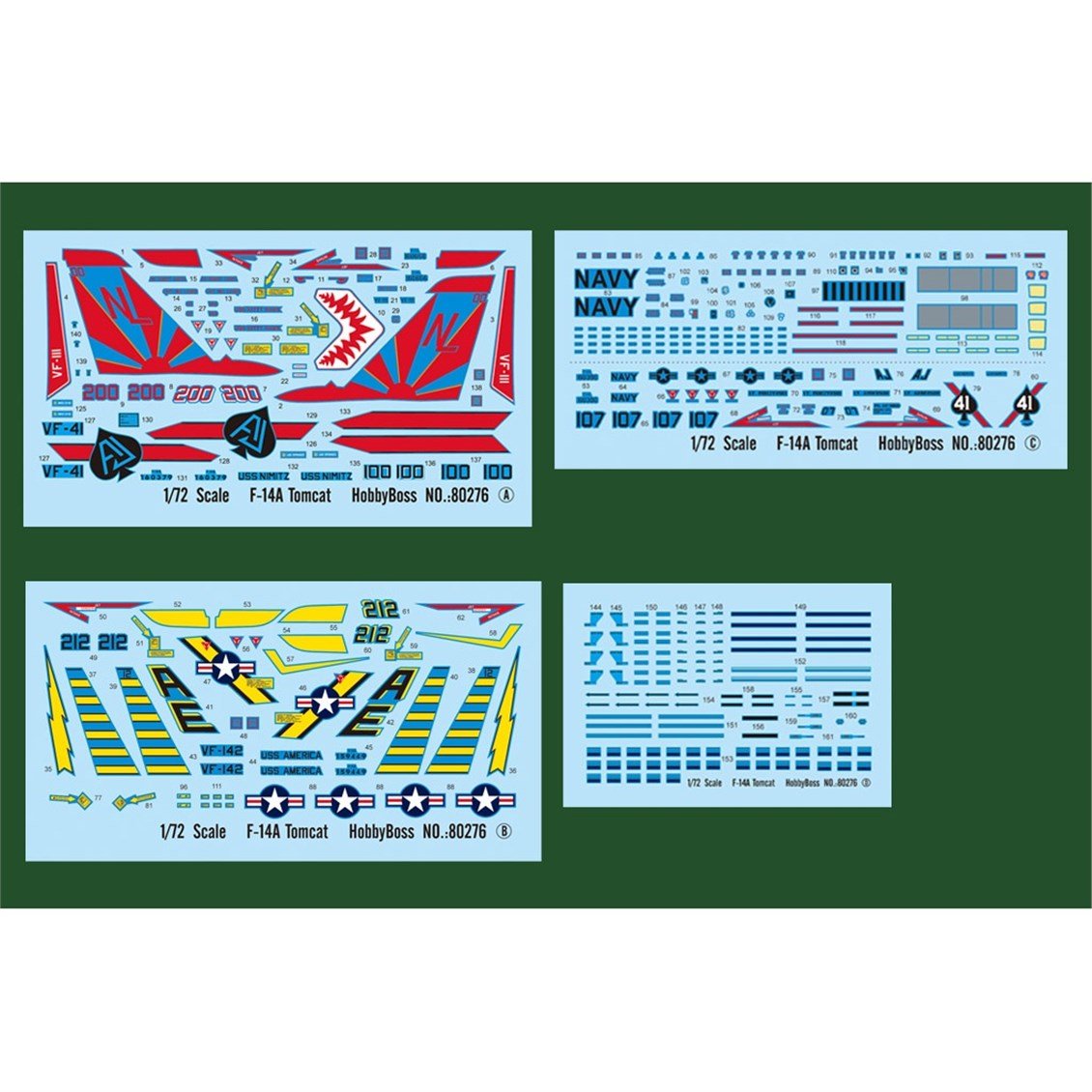 Hobbyboss 80276 1/72 Ölçek, F-14A Tomcat, Savaş Uçağı Plastik Model Kiti