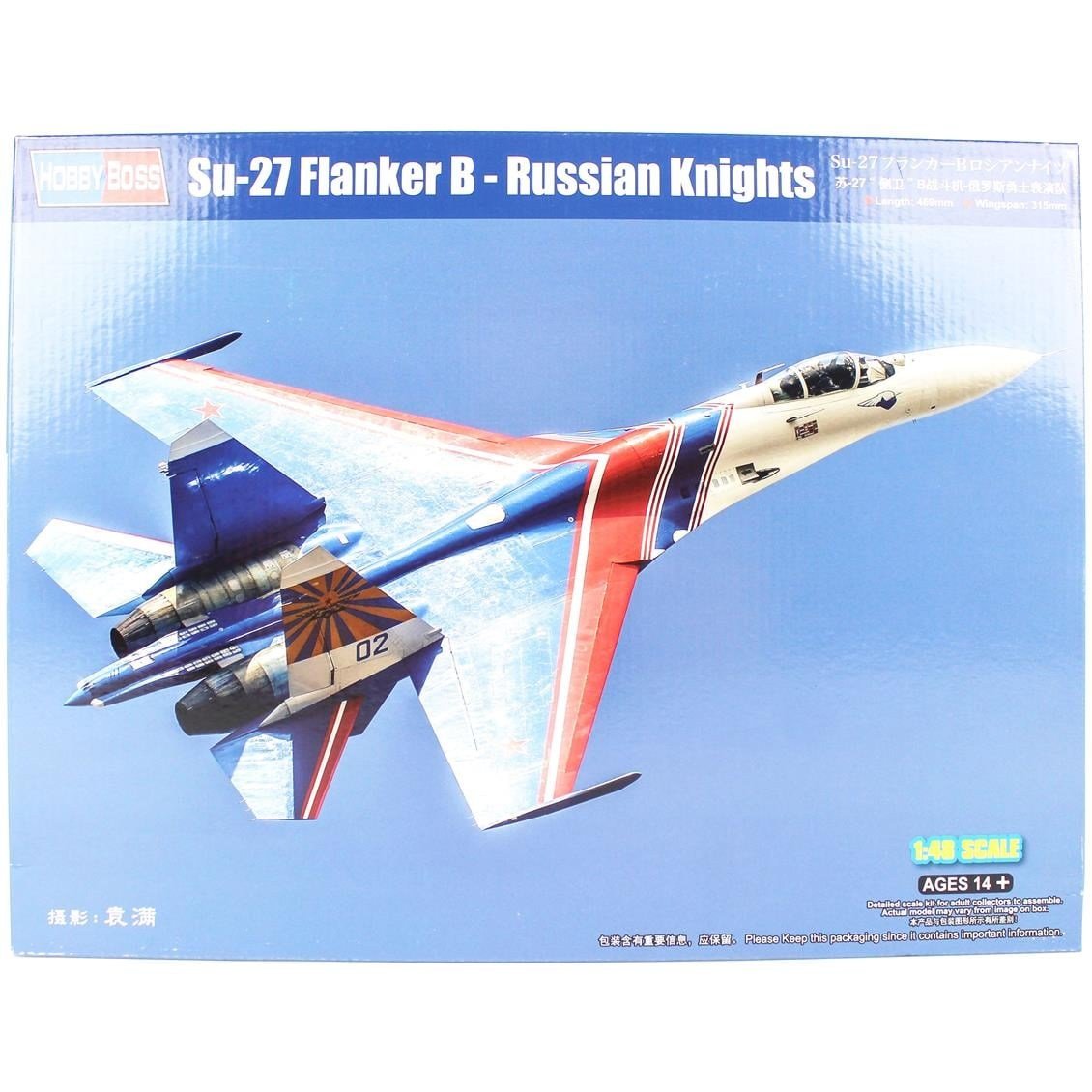 HobbyBoss 81776 1/48 Ölçek, Su-27 Flanker B  Russian Knights, Savaş Uçağı, Plastik Model Kiti
