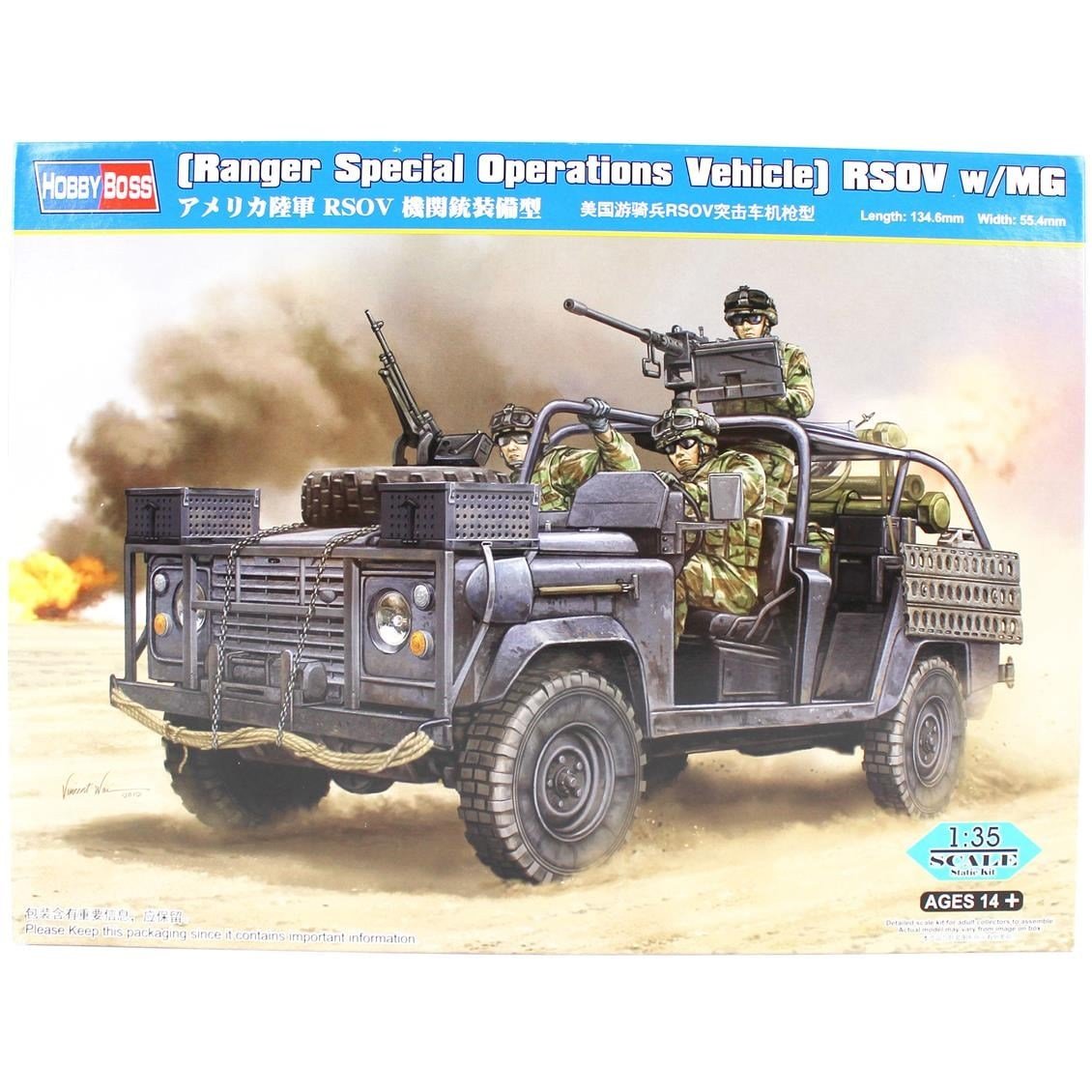 HobbyBoss 82450 1/35 Ölçek, (Ranger Special Operations Vehicle) RSOV w/MG, Askeri Cip , Plastik Model Kiti