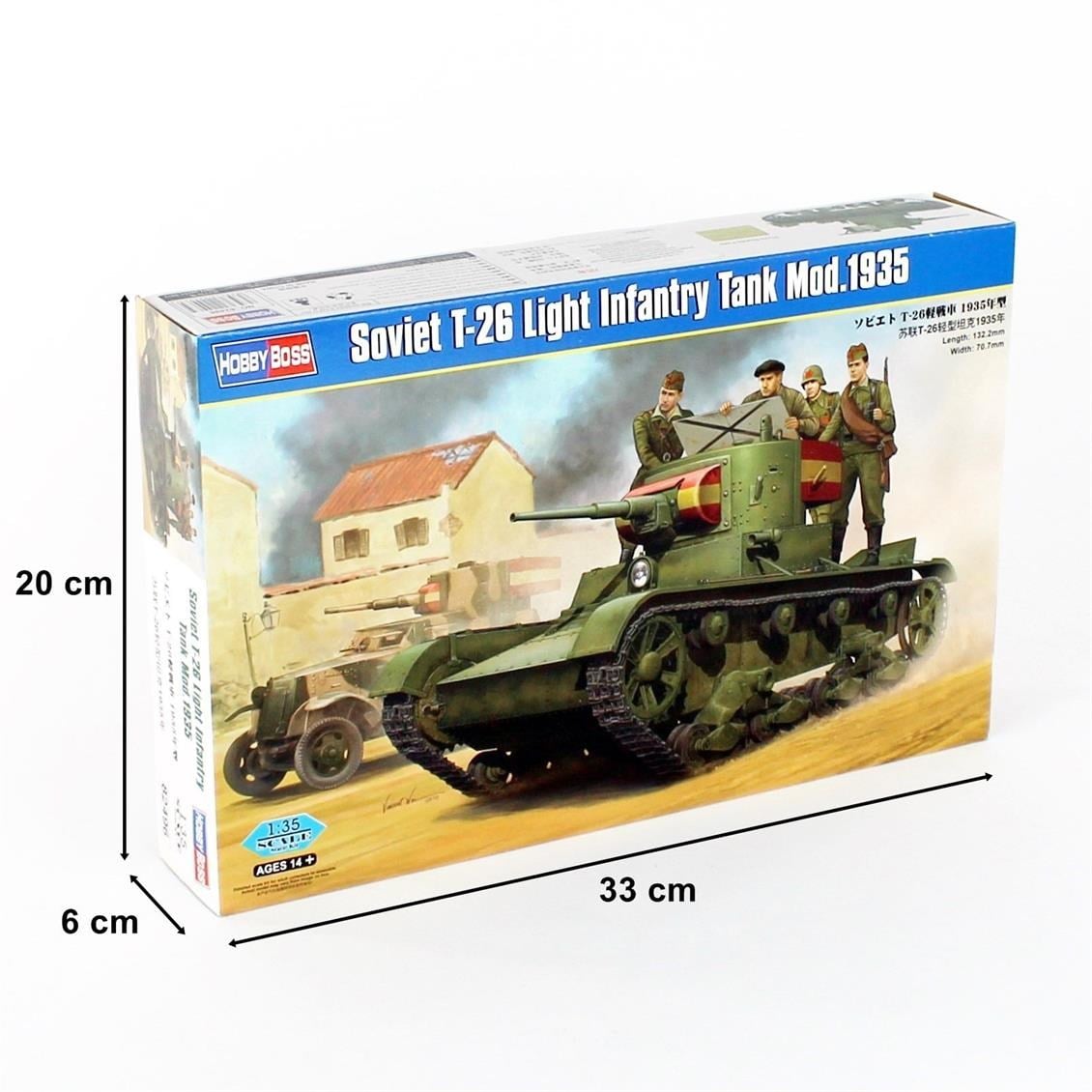 HobbyBoss 82496 1/35 Ölçek, Sovyet T-26 Hafif Piyade Tankı Mod.1935, Plastik Model Kiti