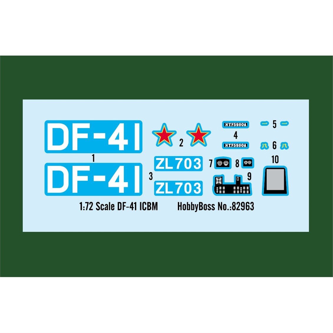 Hobbyboss 82963 1/72 Ölçek, Dongfeng DF-41 ICBM Mobil Füzesi, Plastik Model Kiti