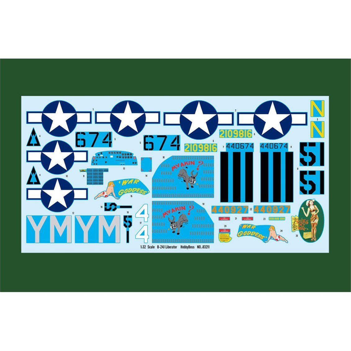 Hobbyboss 83211 1/32 Ölçek, B-24J Liberator, Savaş Uçağı Plastik Model Kiti