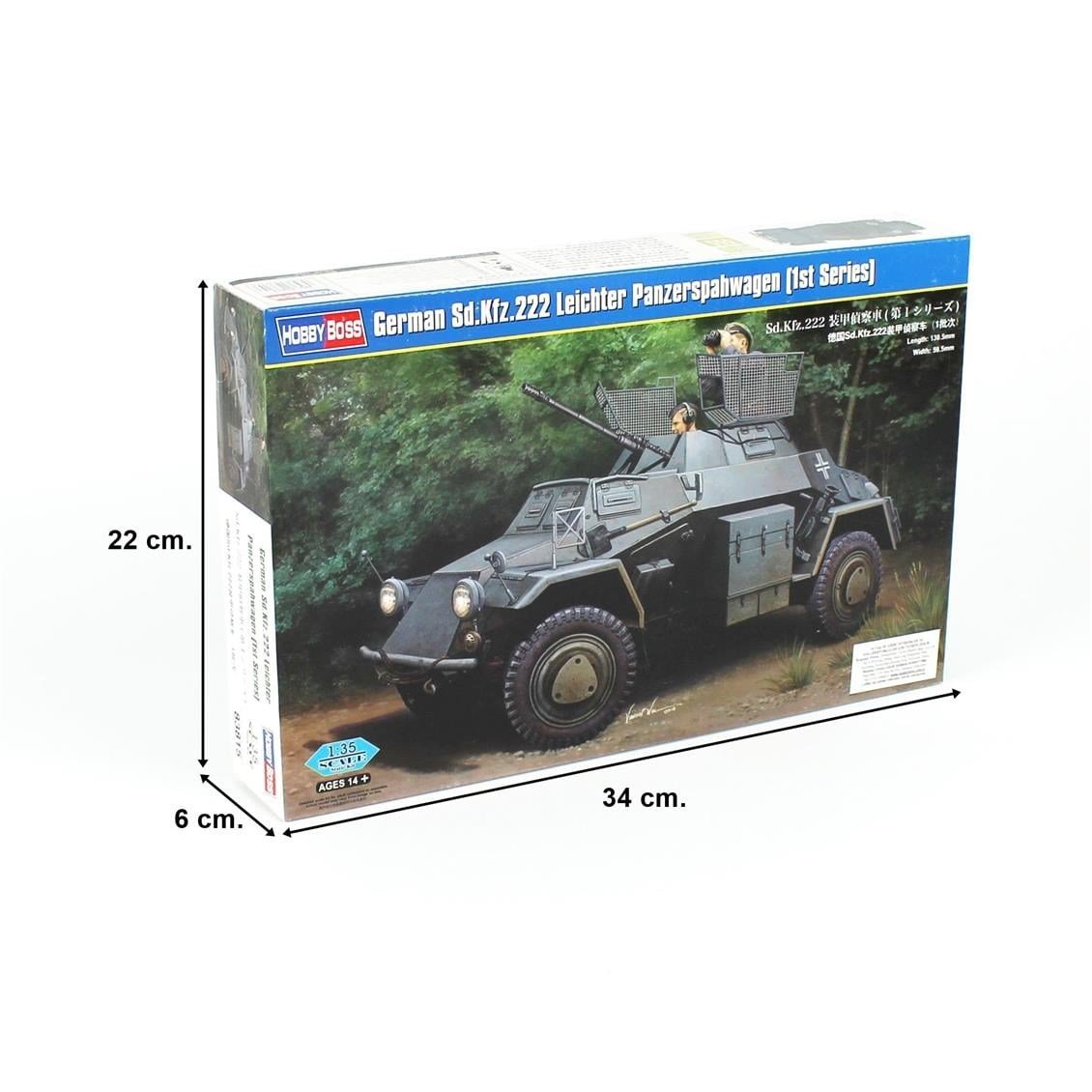 HobbyBoss 83815 1/35 Ölçek, German Sd.Kfz.222 Leichter Panzerspahwagen (1st Series), Askeri Araç, Plastik Model Kiti