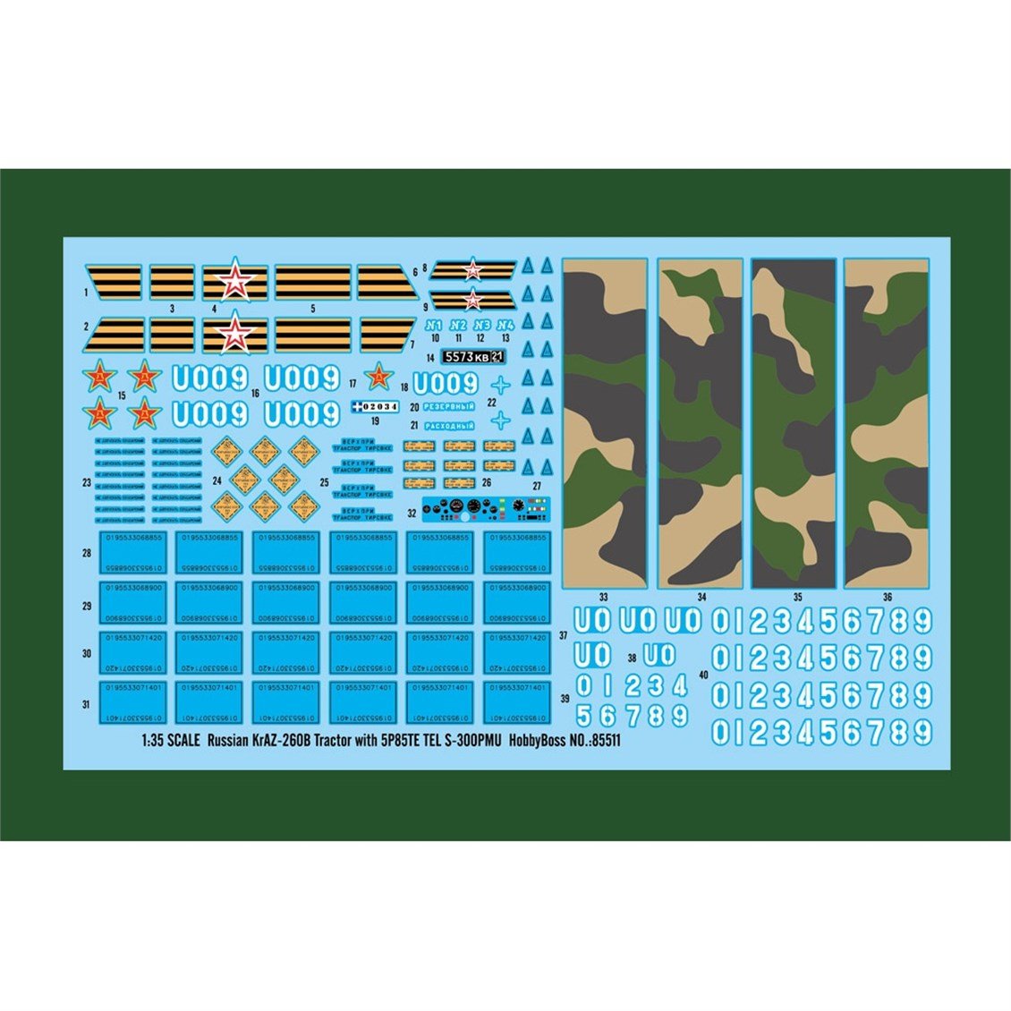Hobbyboss 85511 1/35 Ölçek, Rus KrAZ-260B Çekici ile 5P85TE TEL S-300PMU Füze Rampası, Plastik Model Kiti