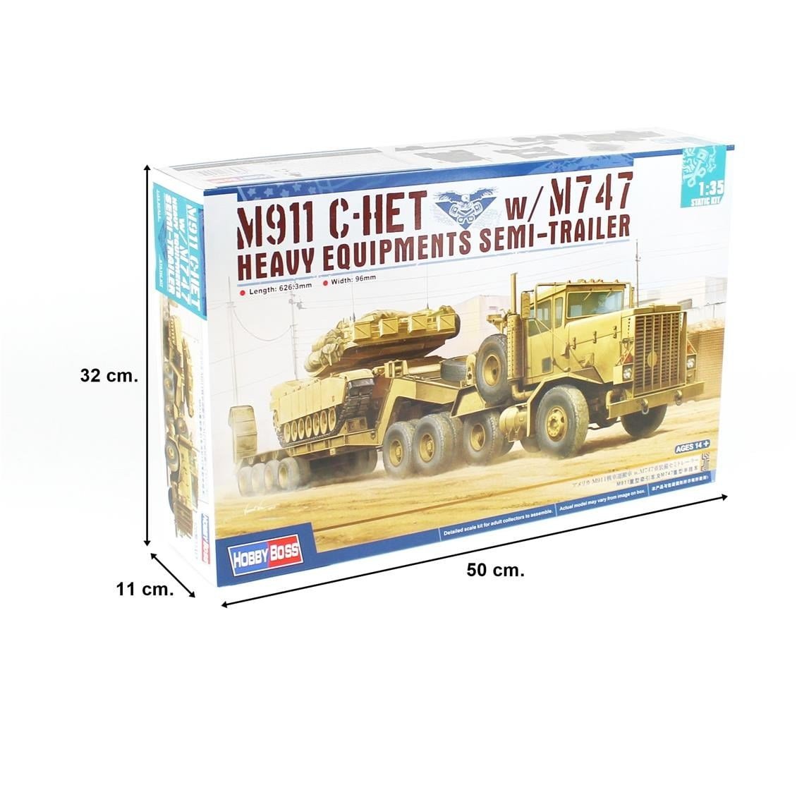 HobbyBoss 85519 1/35 Ölçek, Tank Taşıyıcı, M911 C-HET Çekici ve M747 Dorse , Plastik Model Kiti