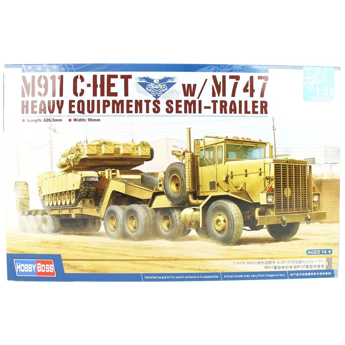 HobbyBoss 85519 1/35 Ölçek, Tank Taşıyıcı, M911 C-HET Çekici ve M747 Dorse , Plastik Model Kiti