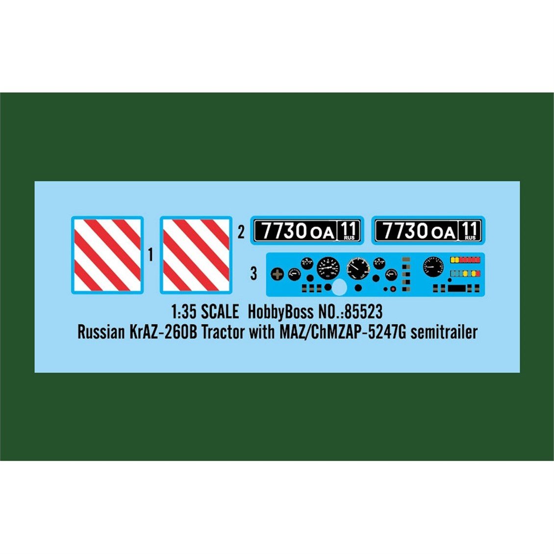 Hobbyboss 85523 1/35 Ölçek, Rus KrAZ-260B Çekici ile MAZ/ChMZAP-5247G Ağır Tonaj Dorsesi, Plastik Model Kiti