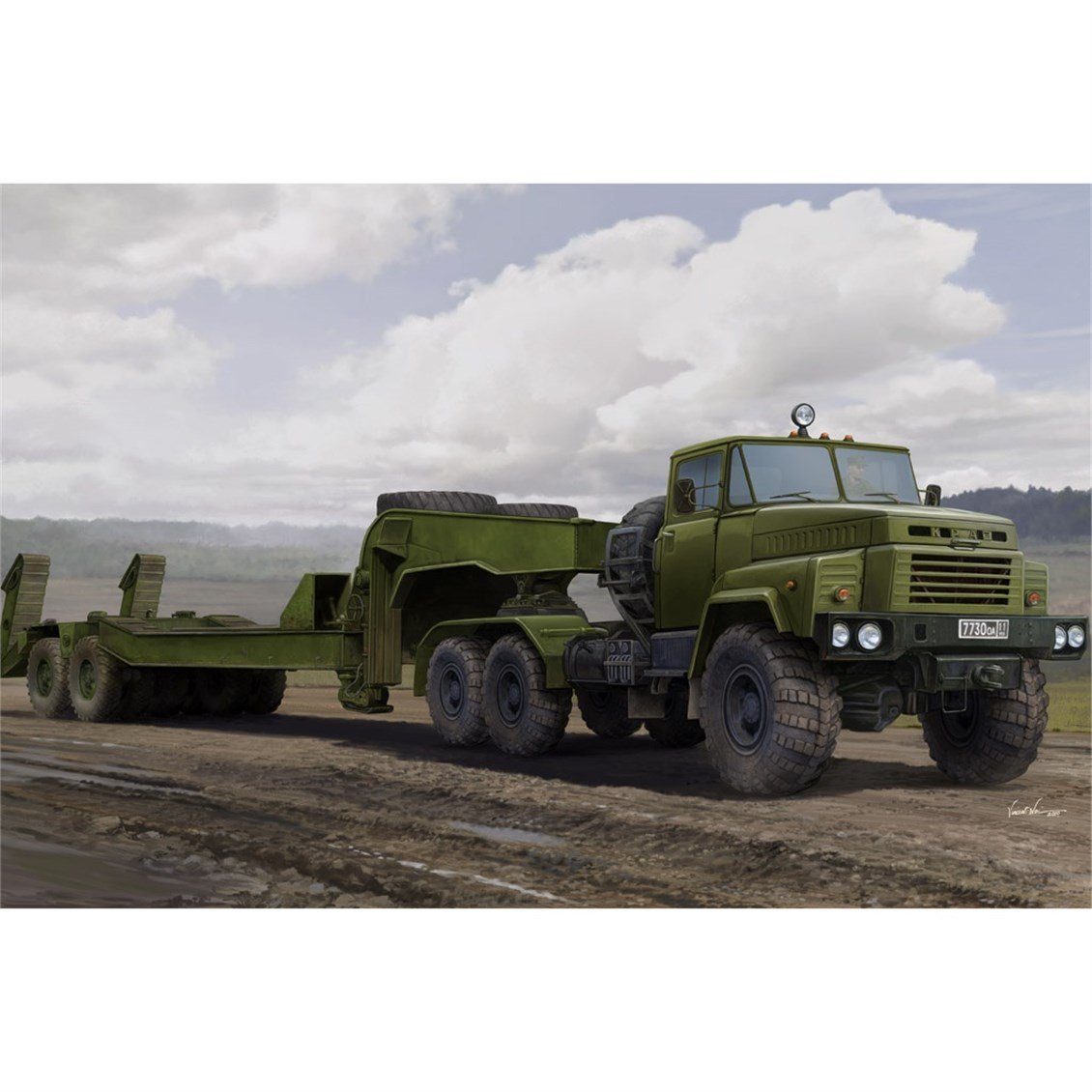 Hobbyboss 85523 1/35 Ölçek, Rus KrAZ-260B Çekici ile MAZ/ChMZAP-5247G Ağır Tonaj Dorsesi, Plastik Model Kiti