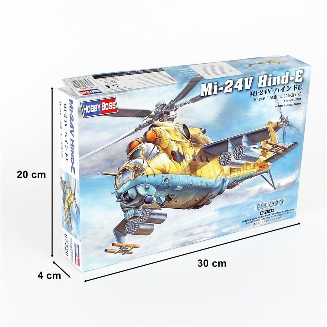 HobbyBoss 87220 1/72 Ölçek, Mi-24V  Hind-E Helikopteri, Plastik Model Kiti