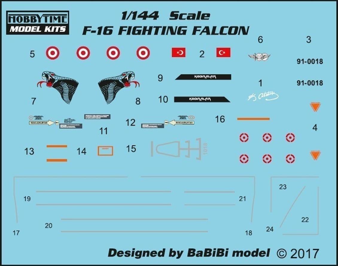 Hobbytime 052 1/144 Ölçek, F-16 Fighting Falcon, Plastik Model kiti