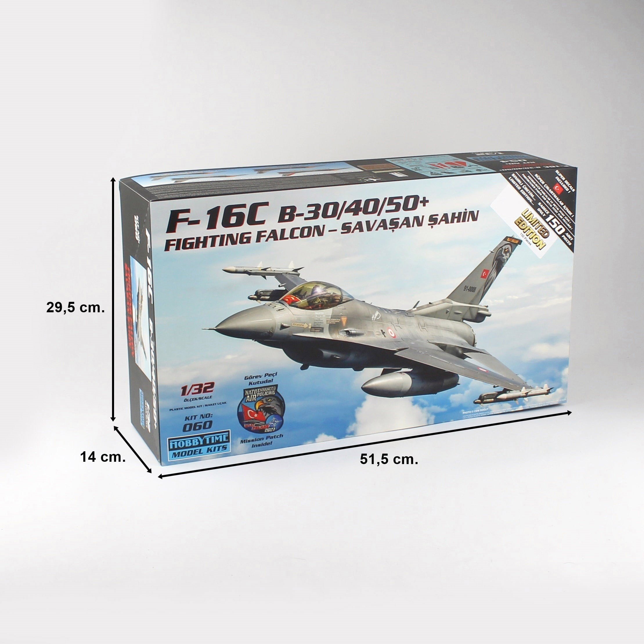 Hobbytime 060 1/32 Ölçek, F-16C B-30/40/50+ Fighting Falcon, Savaşan Şahin Savaş Uçağı Plastik Model Kiti