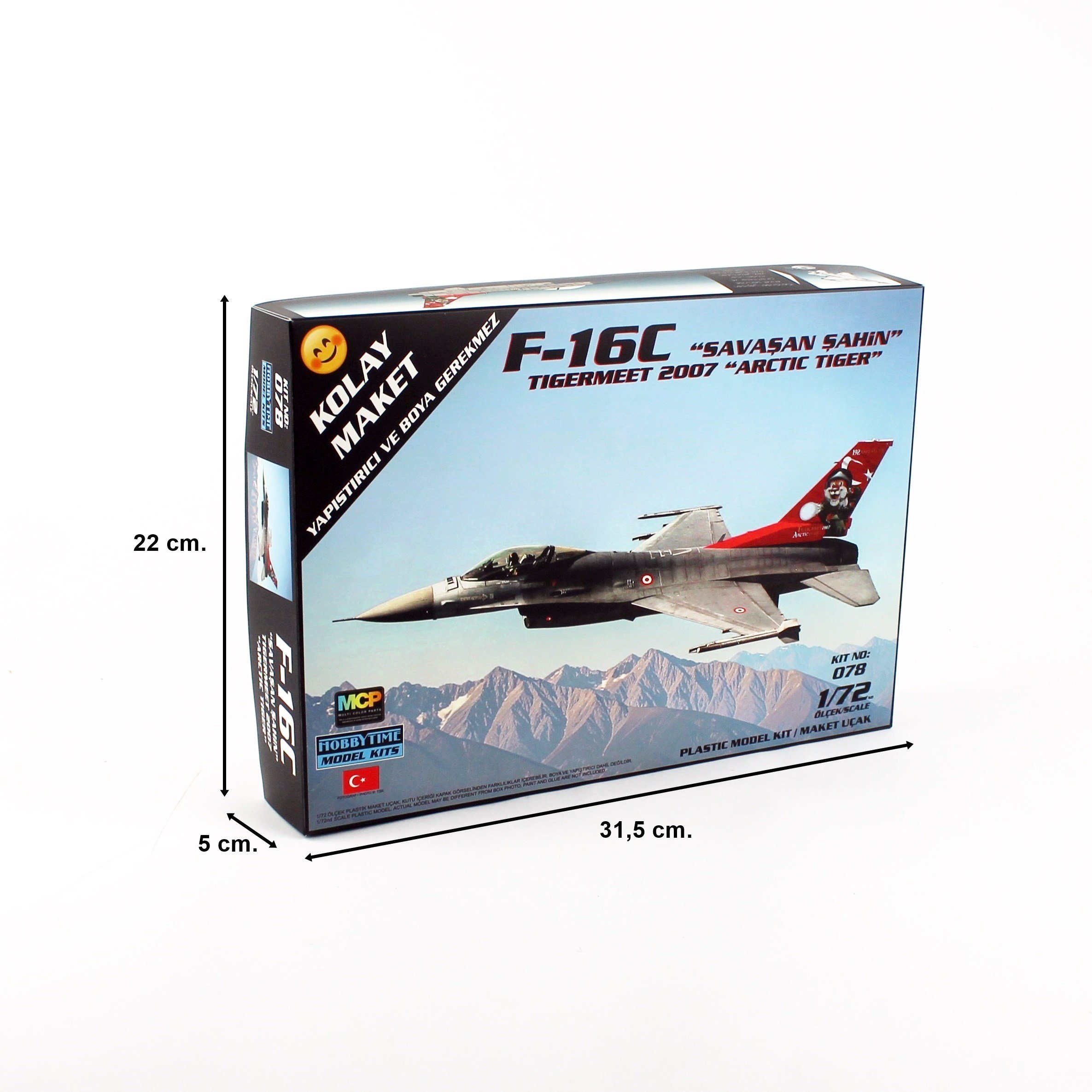 Hobbytime 078 1/72 Ölçek, F-16C Savaşan Şahin (Tigermeet 2007) Savaş Uçağı, Kolay Maket Plastik Model Kiti