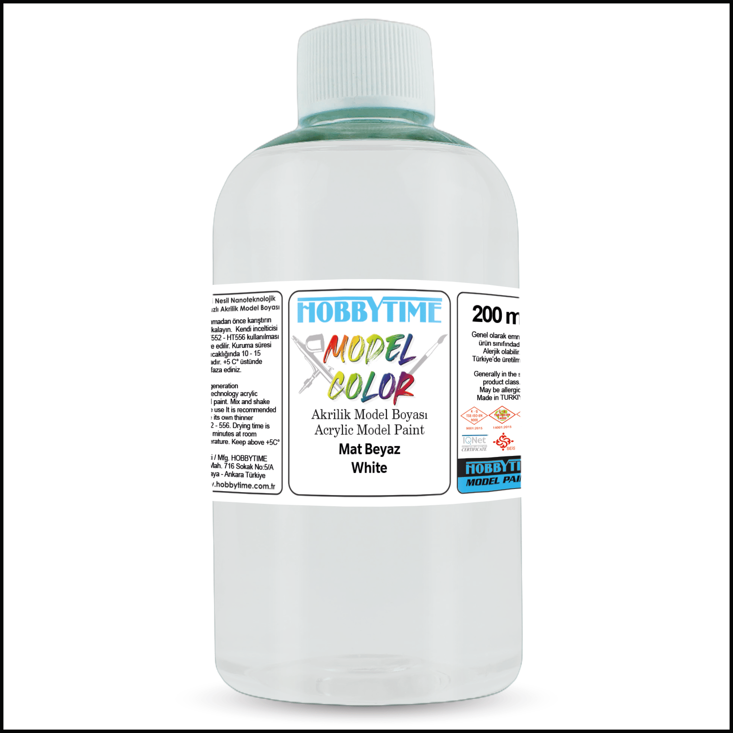 Hobbytime 477 200 ml. Mat Beyaz (White ), Akrilik Model Boyası