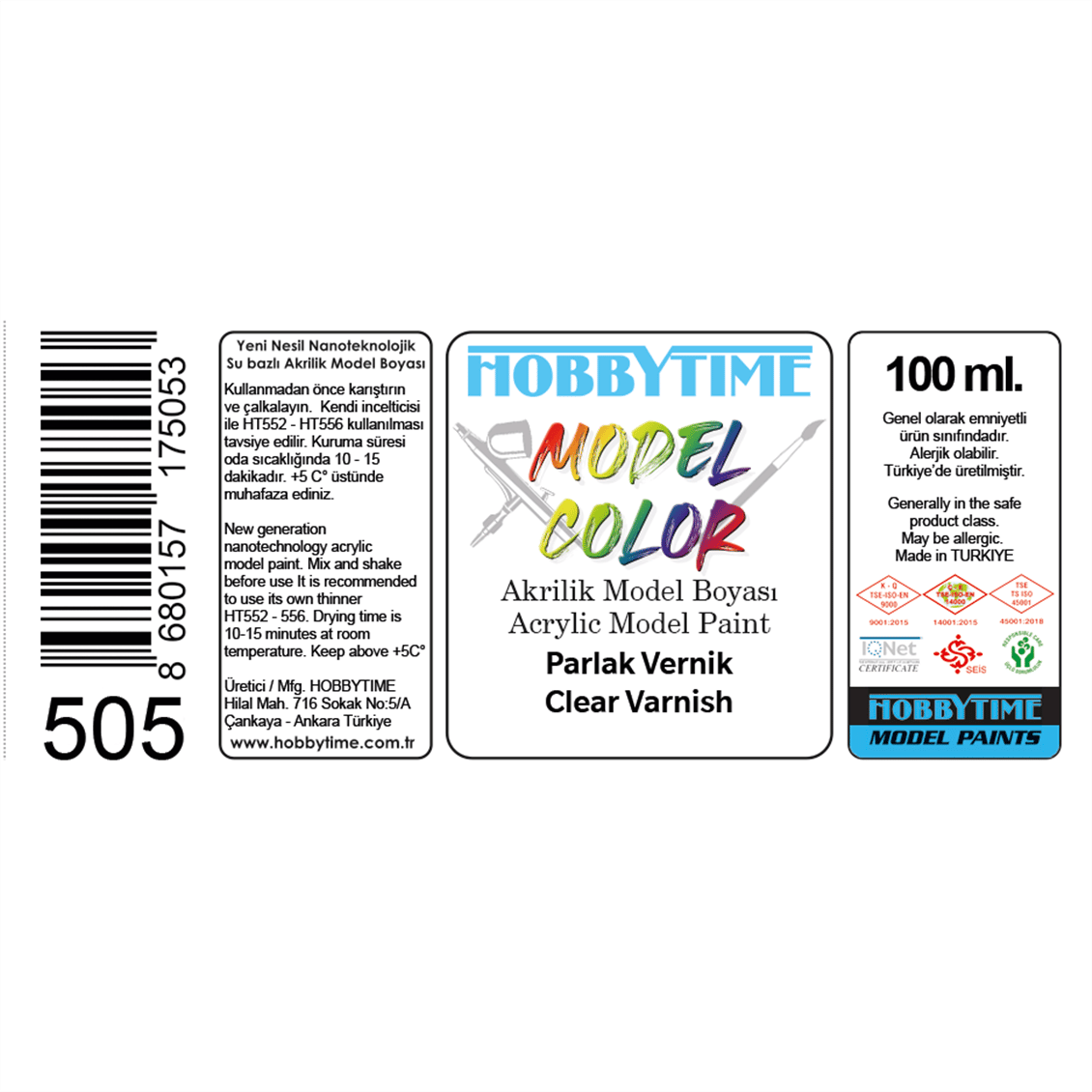 Hobbytime 505 100 ml. Parlak Vernik (Clear Varnish)