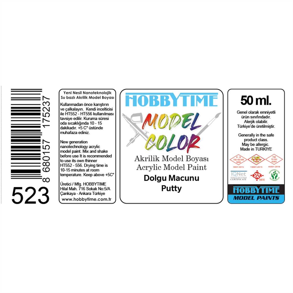 Hobbytime 523 50 ml. Dolgu Macunu (Putty)