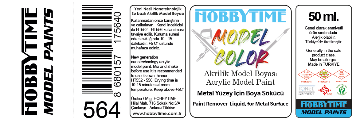 Hobbytime 564 50 ml. Metal Yüzey İçin Boya Sökücü (Paint Remover for Metal Surface)
