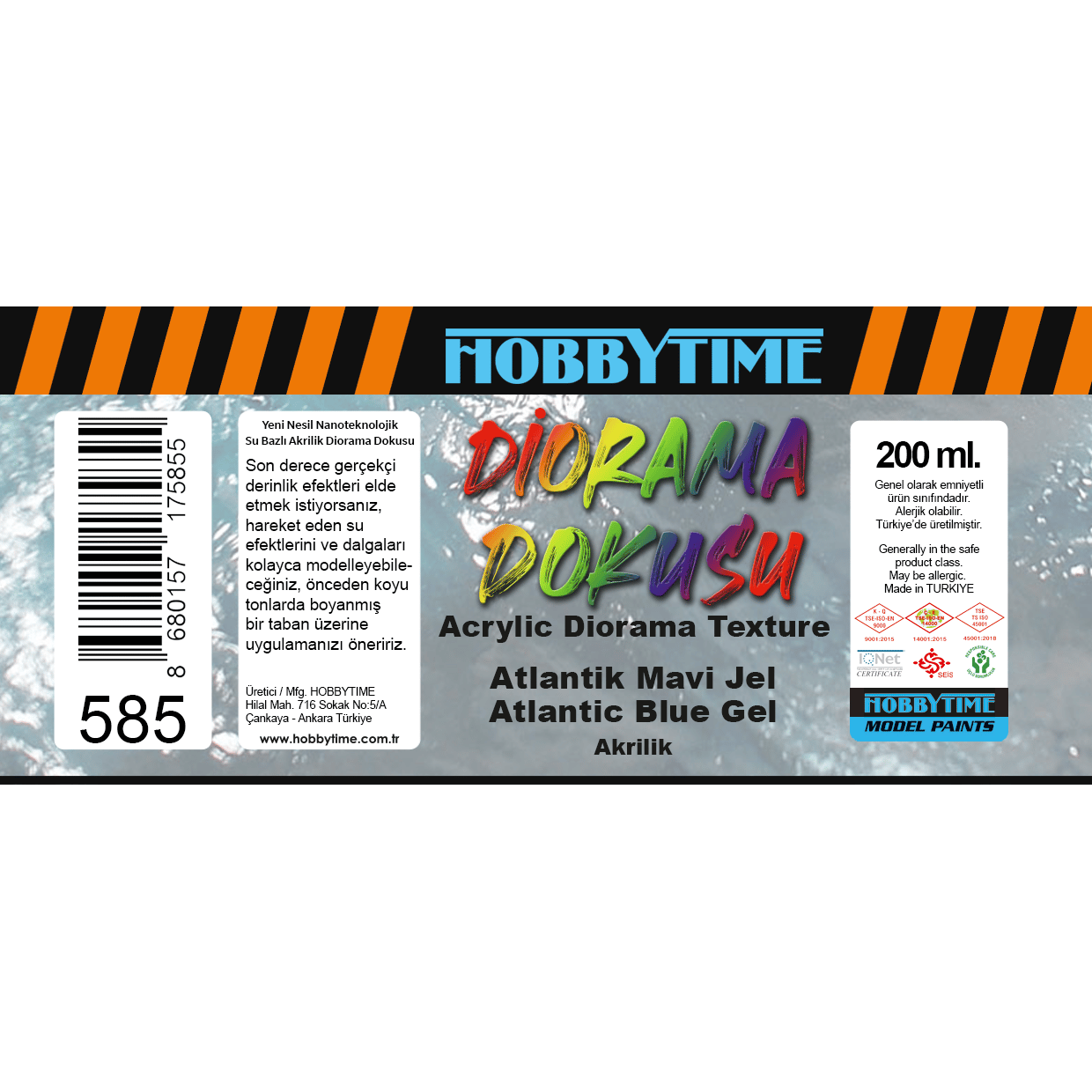 Hobbytime 585 200 ml. Diorama Dokusu, Atlantik Mavi Jel (Atlantic Blue Gel)