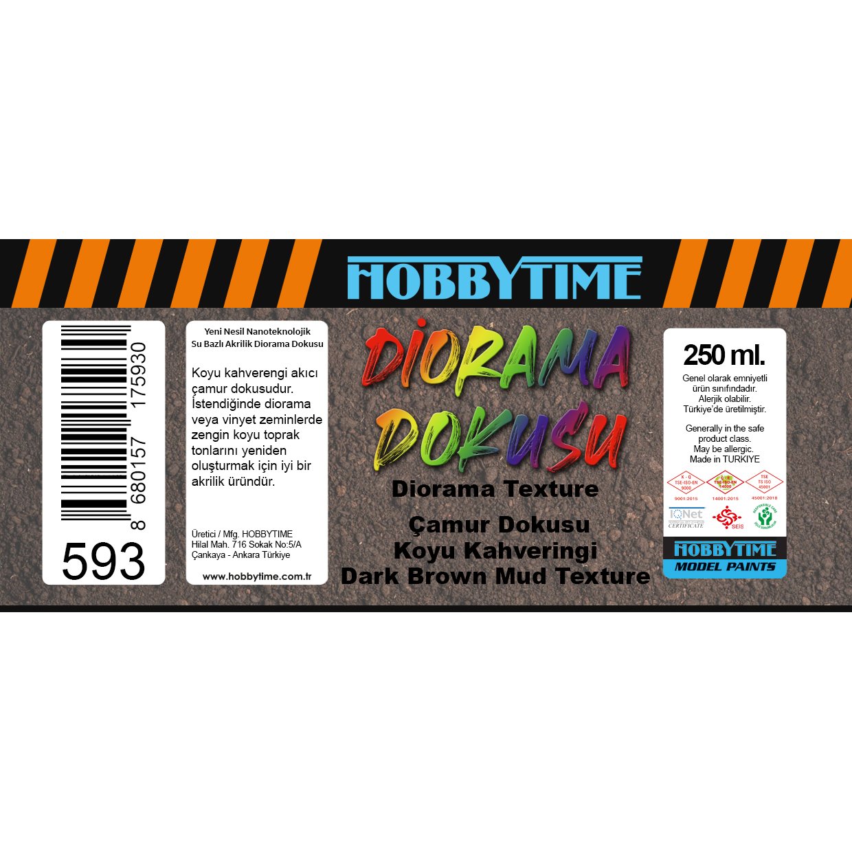 Hobbytime 593 250 ml. Çamur Dokusu, Koyu Kahverengi (Dark Brown Mud Texture)