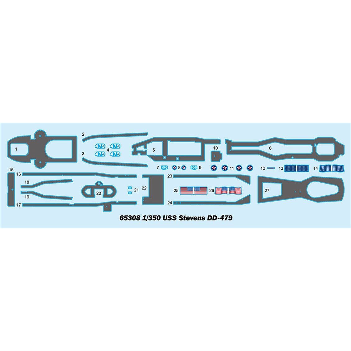 I Love Kit 65308 1/350 Ölçek, USS Stevens DD-479, Savaş Gemisi Plastik Model Kiti