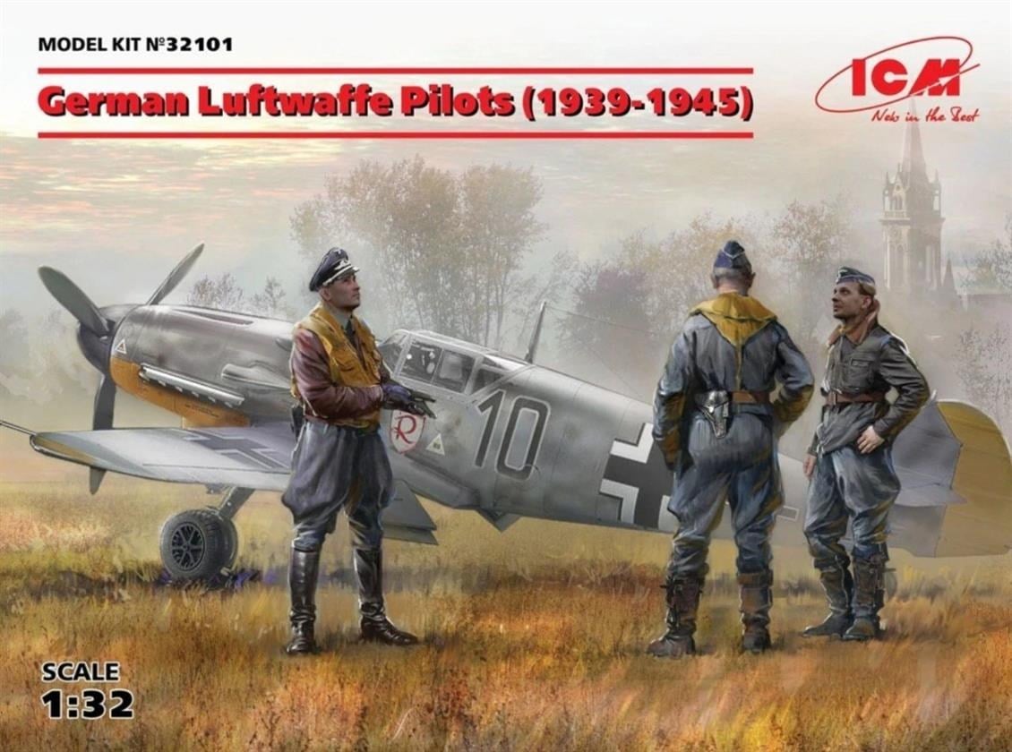 ICM 32101 1/32 Ölçek, German Luftwaffe Pilots 19391945 3 figu