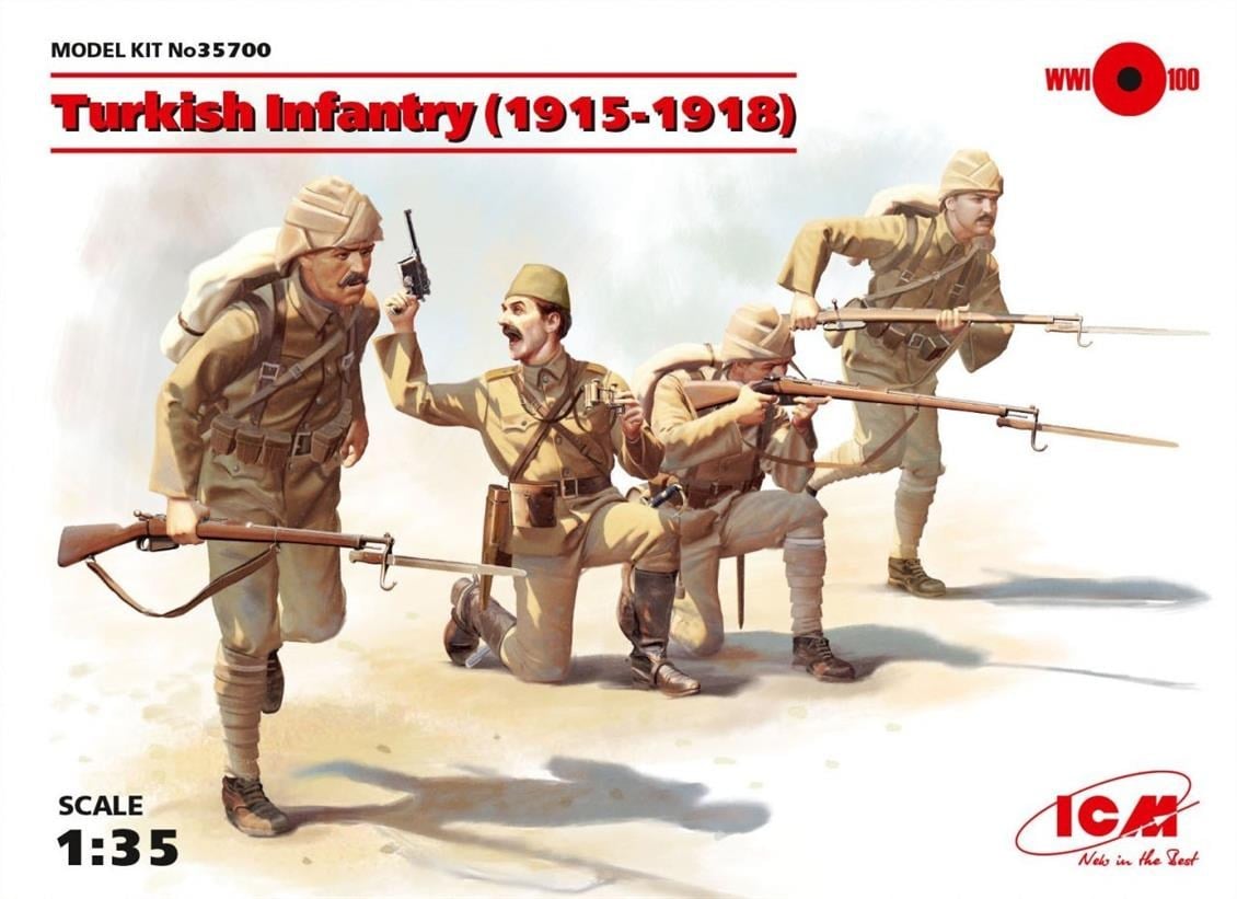 ICM 35700 1/35 Ölçek, Turkish Infantry 19151918 4 figures ne