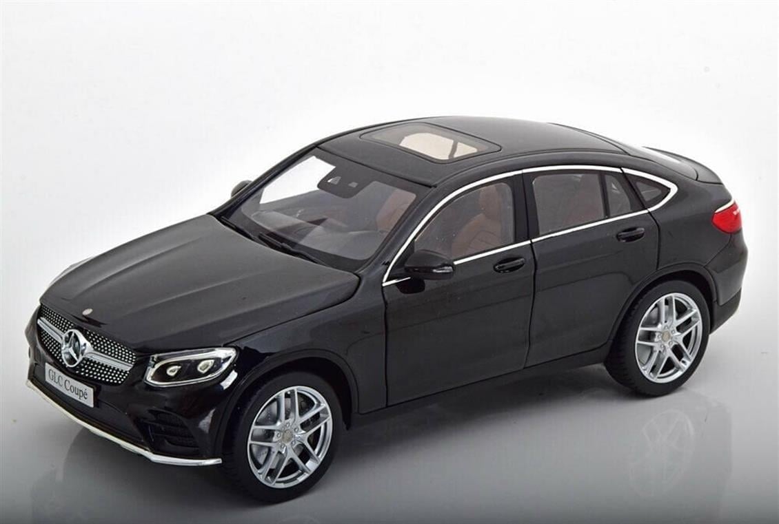 iScale 18GLC 1/18 Ölçek, 2018 Mercedes Benz GLC Coupe, Kromajlı Siyah, Sergilemeye Hazır Metal Araba Modeli