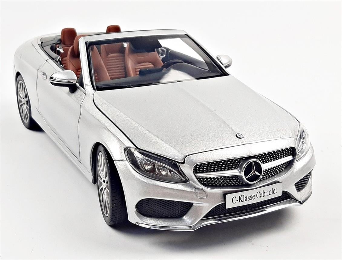 iScale B66960612 1/18 Ölçek, Mercedes Benz C Class Cabriolet, Iridium Silver, Sergilemeye Hazır Metal Araba Modeli