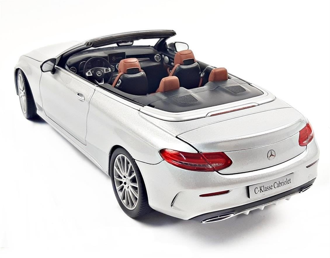 iScale B66960612 1/18 Ölçek, Mercedes Benz C Class Cabriolet, Iridium Silver, Sergilemeye Hazır Metal Araba Modeli