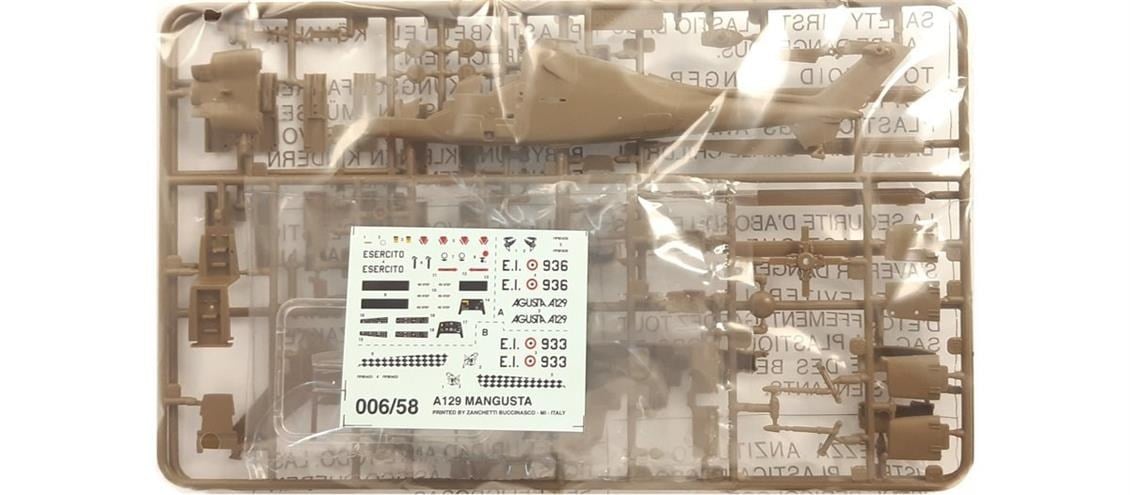 Italeri 0006S 1/72 Ölçek, A-129 Mangusta Askeri Helikopter, Plastik Model kiti