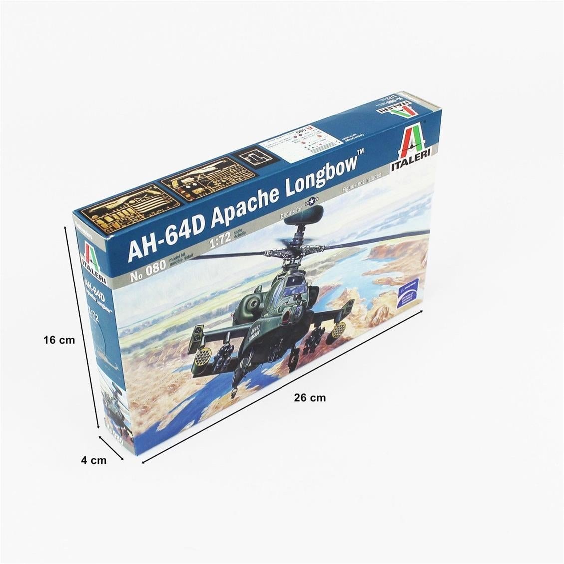 Italeri 0080S 1/72 Ölçek, AH-64D Apache Longbow Askeri Helikopter, Plastik Model kiti