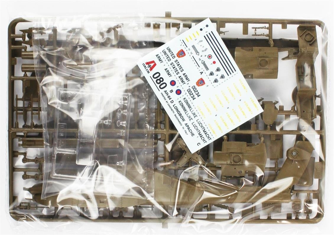 Italeri 0080S 1/72 Ölçek, AH-64D Apache Longbow Askeri Helikopter, Plastik Model kiti