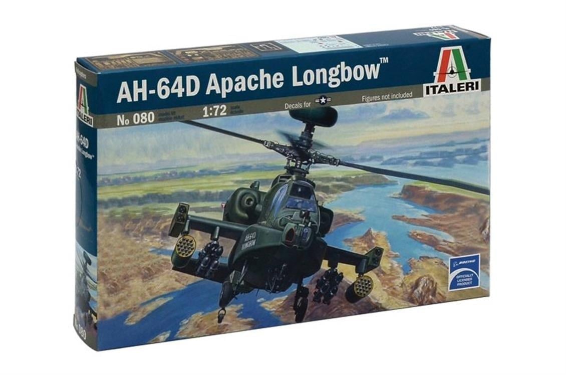 Italeri 0080S 1/72 Ölçek, AH-64D Apache Longbow Askeri Helikopter, Plastik Model kiti