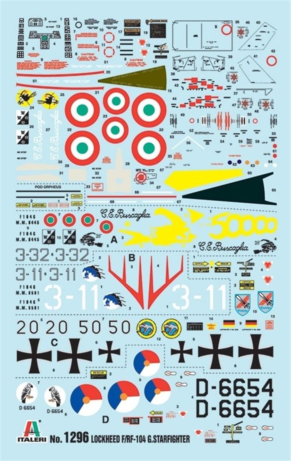 Italeri 1296S 1/72 Ölçek, F-104G Starfighter Savaş Uçağı, Plastik Model kiti