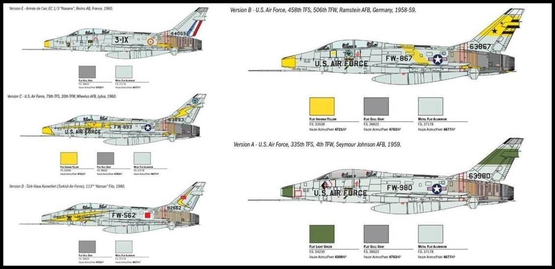 Italeri 1398S 1/72 Ölçek, F-100F Super Sabre Savaş Uçağı, Plastik Model kiti