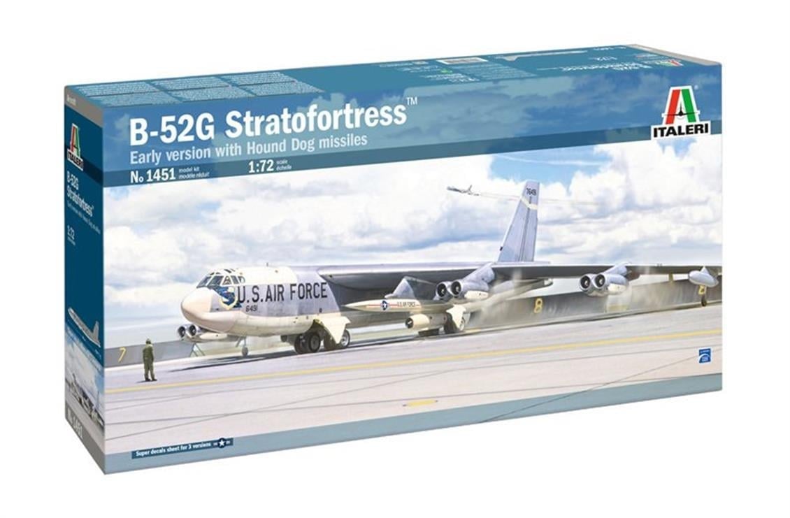 Italeri 1451S 1/72 Ölçek, B-52G (early with Hound Dog) Askeri Nakliye Uçağı, Plastik Model kiti