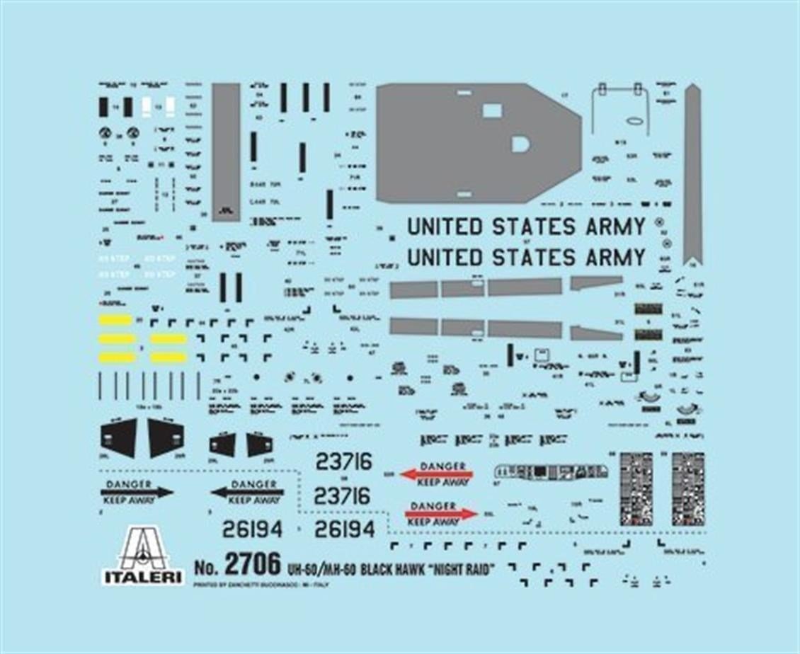 Italeri 2706S 1/48 Ölçek, UH-60/MH-60 Black Hawk (Night Raid) Askeri Helikopter, Plastik Model kiti