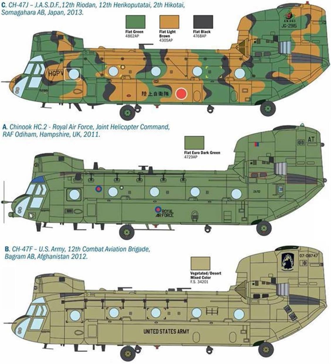Italeri 2779S 1/48 Ölçek, Chinook HC.2/CH-47F Askeri Helikopter, Plastik Model kiti