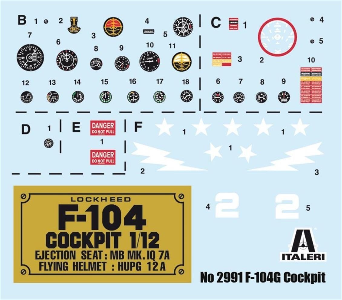 Italeri 2991S 1/12 Ölçek, F-104G Kokpit, Plastik Model kiti