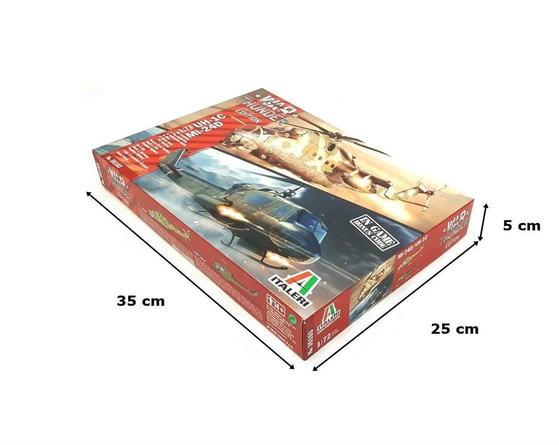 Italeri 35103 1/72 Ölçek, Mil Mi-24D + UH-1C Askeri Helikopterler Plastik Maket Seti