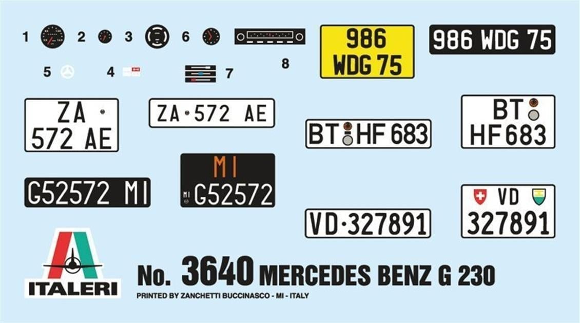 Italeri 3640S 1/24 Ölçek, Mercedes-Benz G230 Jeep, Plastik Model kiti