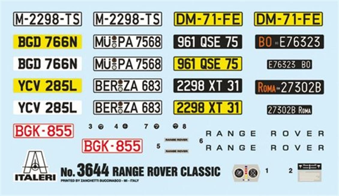 Italeri 3644S 1/24 Ölçek, Range Rover Klasik Jeep, Plastik Model kiti