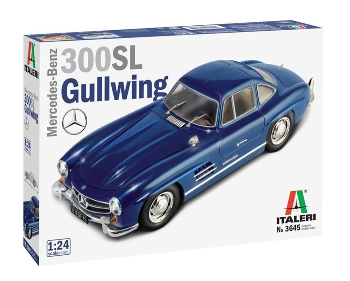 Italeri 3645S 1/24 Ölçek, Mercedes 300 SL Gullwing Coupe Araba, Plastik Model kiti