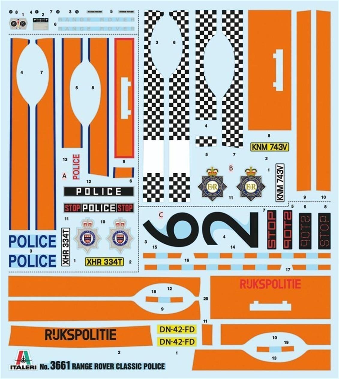 Italeri 3661S 1/24 Ölçek, Range Rover Polis Aracı, Plastik Model kiti
