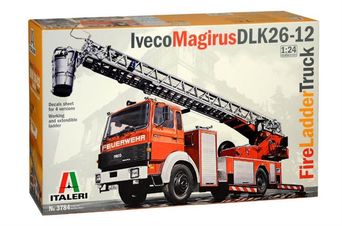 Italeri 3784S 1/24 Ölçek, IVeco Magirus DLK 26-12 Merdivenli İtfaiye Aracı, Plastik Model kiti