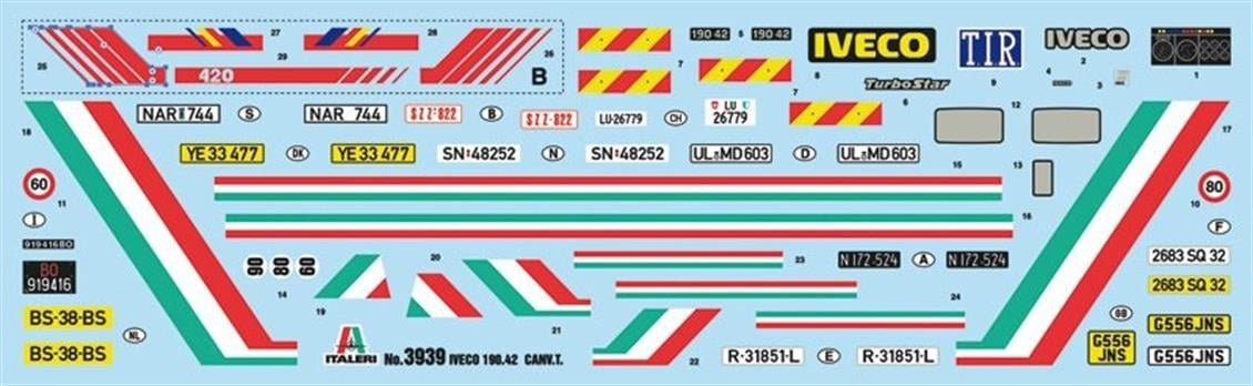Italeri 3939S 1/24 Ölçek, IVeco Turbostar 190-42 Canvas Çekici, Plastik Model kiti