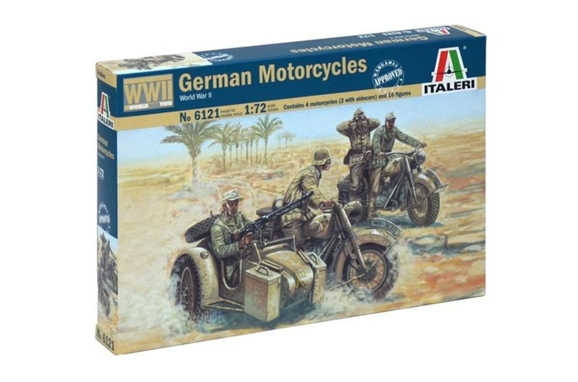 Italeri 6121S 1/72 Ölçek, WWII Alman Motorsikletli Askerler, Plastik Model kiti