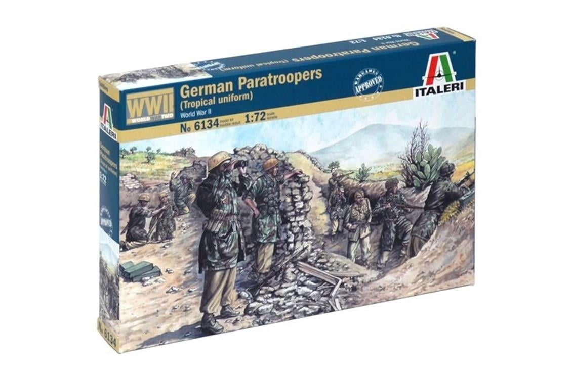 Italeri 6134S 1/72 Ölçek, WWII Alman Tropikal Üniformalı Askeri Paraşütçüleri, Plastik Model kiti