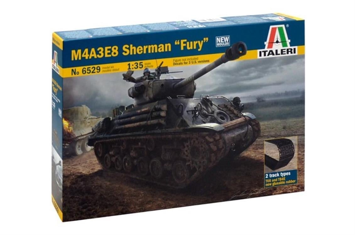 Italeri 6529S 1/35 Ölçek, M4A3E8 Sherman (Fury) Tank, Plastik Model kiti
