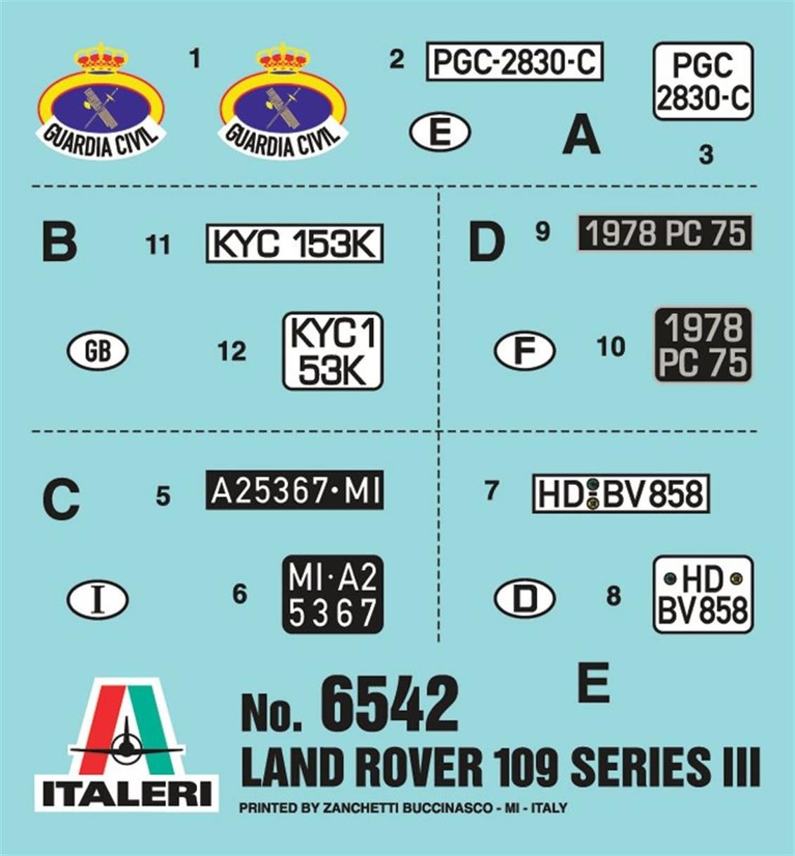 Italeri 6542S 1/35 Ölçek, Land Rover III 109 (Sivil Muhafız) Askeri Araç, Plastik Model kiti